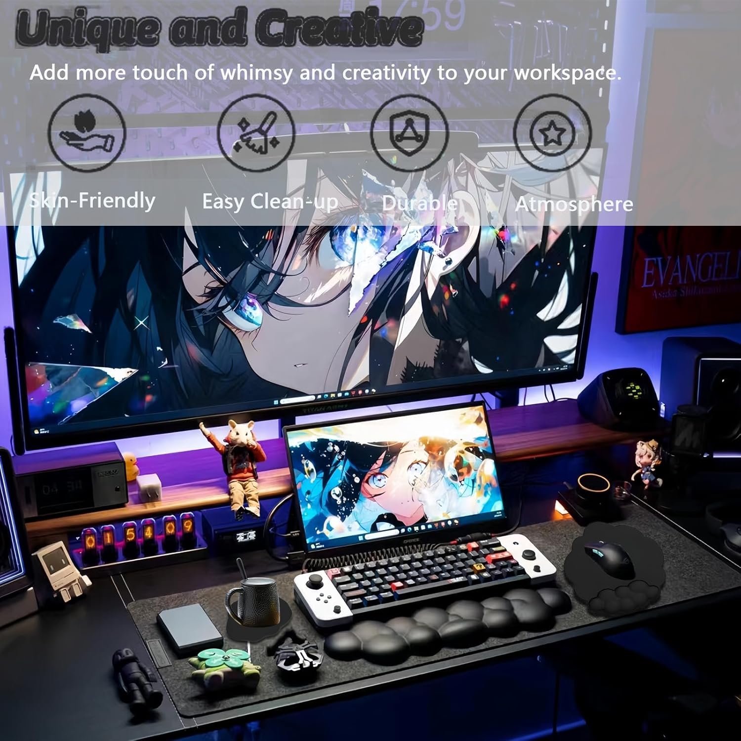 BowLift | Cloud-Shaped Ergonomic Wrist Rest Set with Mouse Pad & Coaster – Zeyora