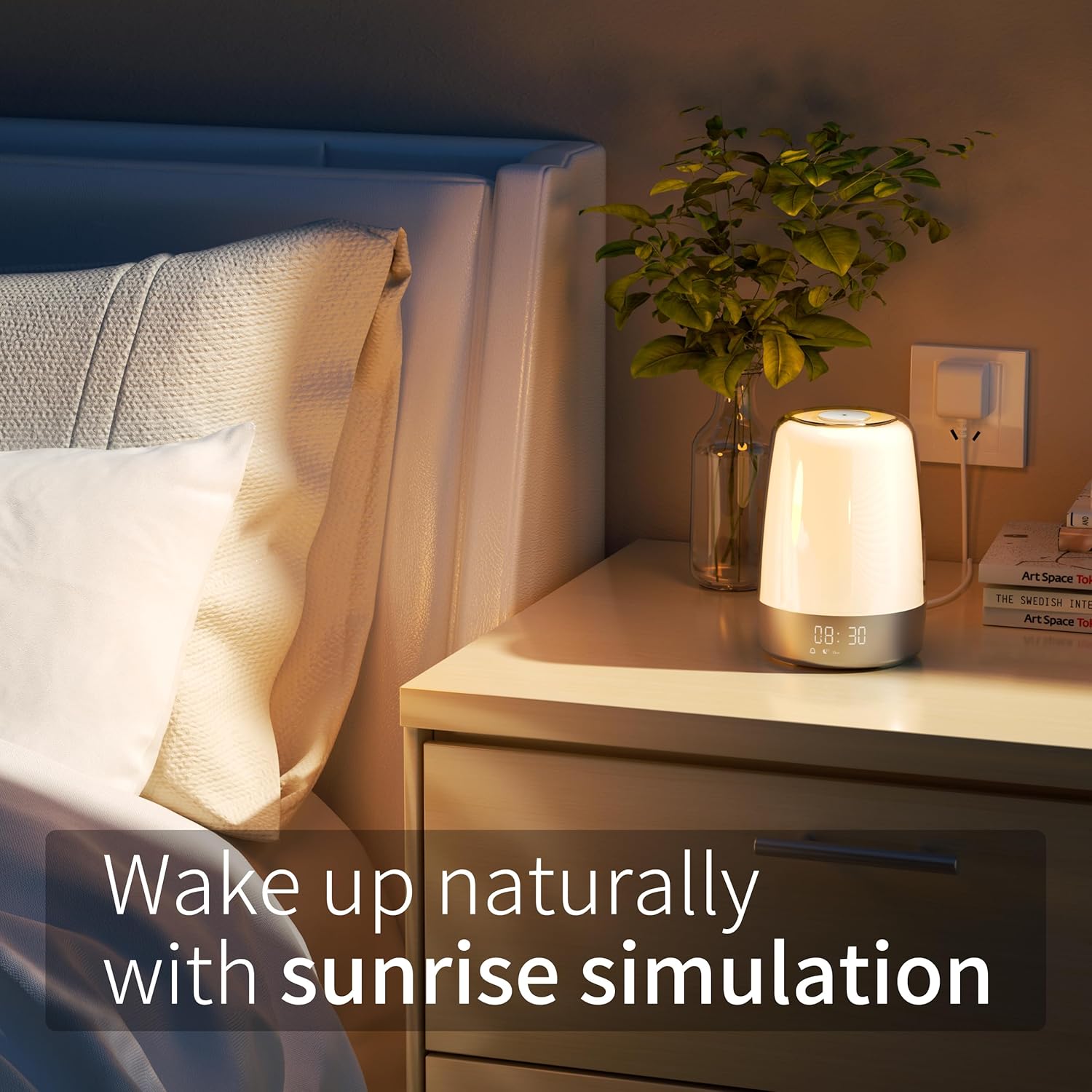 BowLift | Aurora Wake-Up Light with Natural Sounds – Gentle Sunrise Alarm Clock for a Refreshing Start