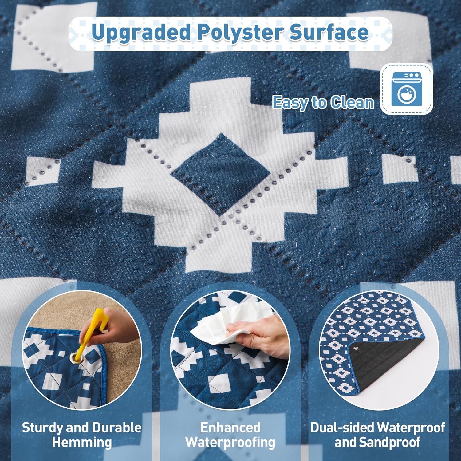 BowLift | Extra Large Waterproof Picnic Blanket 200 × 200 cm with 3 Layers – MeadowRest