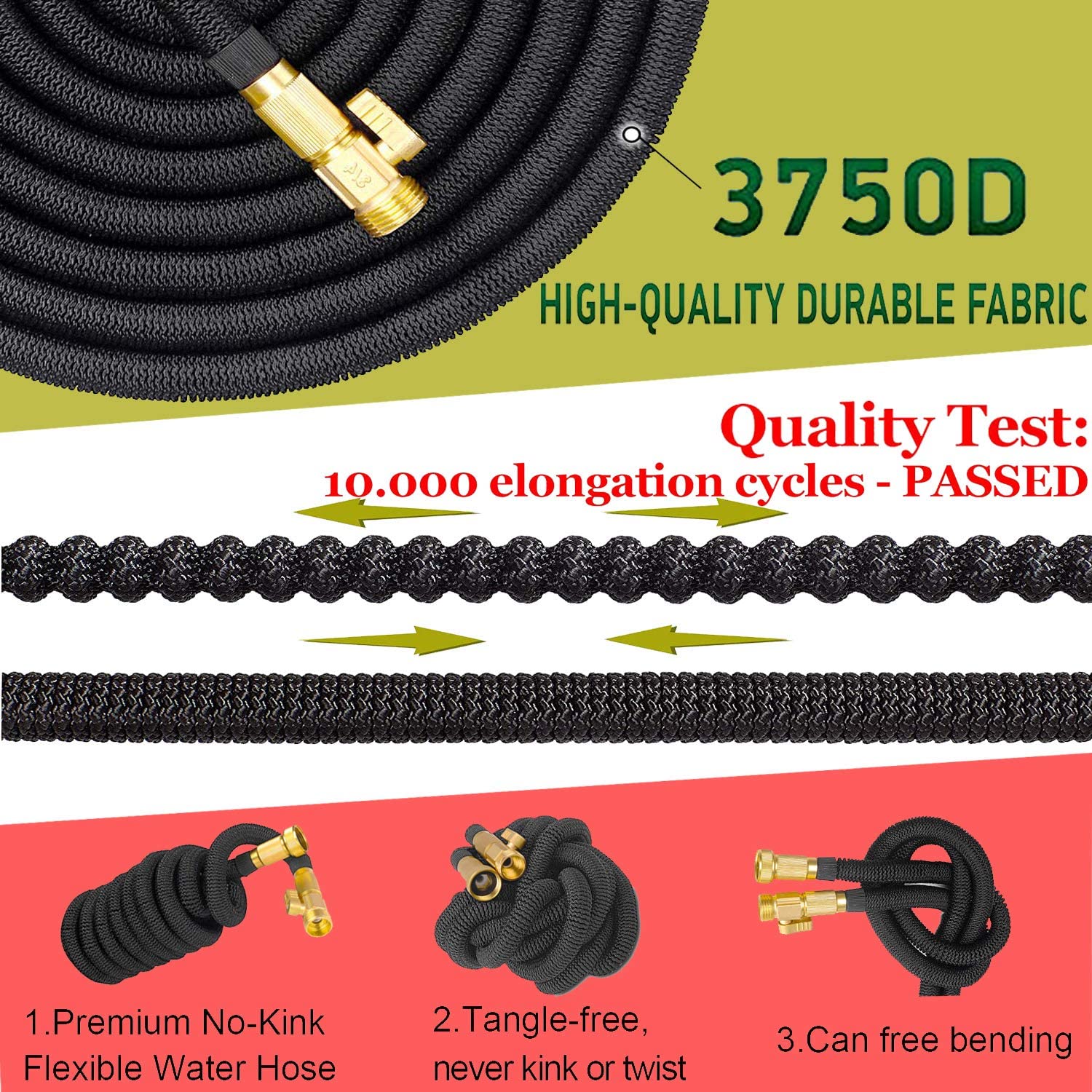 BowLift | AquaFlex Expandable Garden Hose – Lightweight, Flexible, Leakproof Water Hose with Brass Connectors