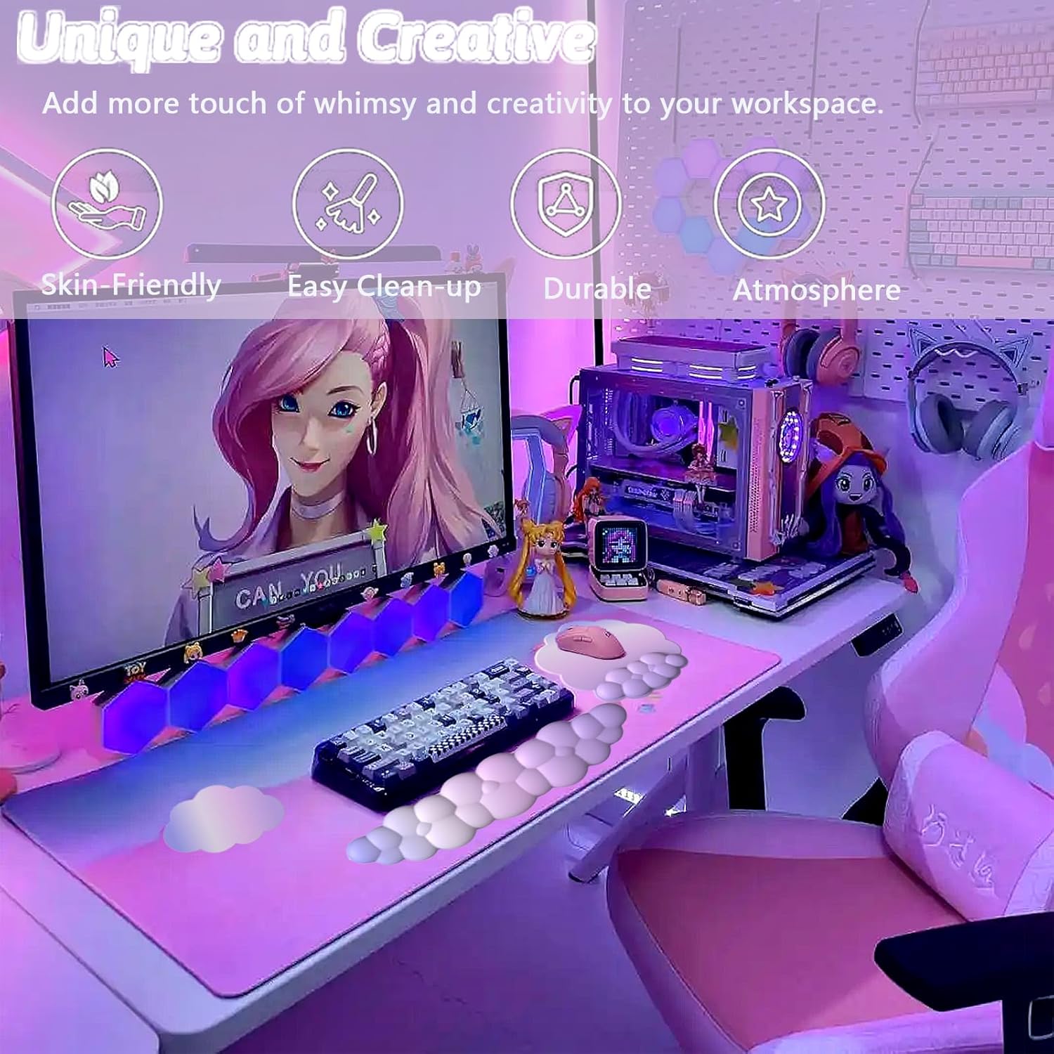 BowLift | Cloud-Shaped Ergonomic Wrist Rest Set with Mouse Pad & Coaster – Zeyora