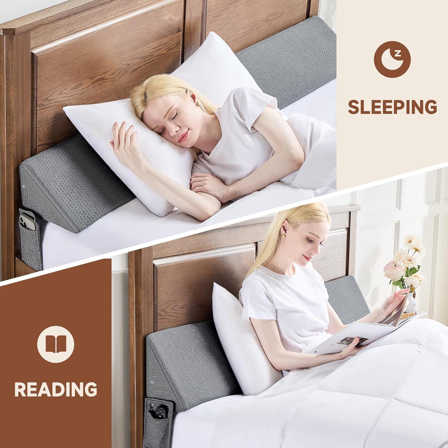BowLift | Gap Filler Wedge Pillow | Adjustable Height, Compact Design & Ideal for Twin, Queen, King Beds and Sofas