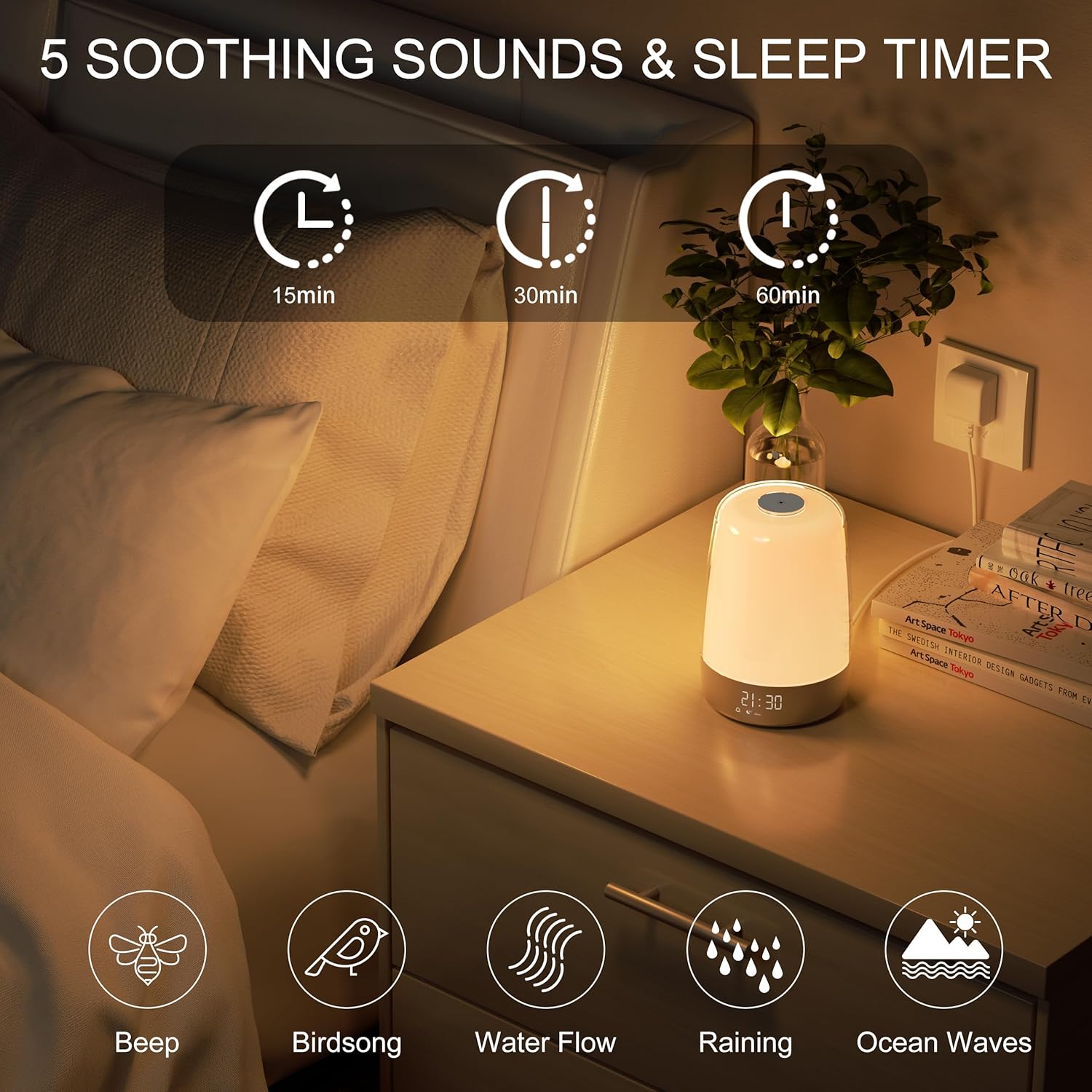 BowLift | Aurora Wake-Up Light with Natural Sounds – Gentle Sunrise Alarm Clock for a Refreshing Start
