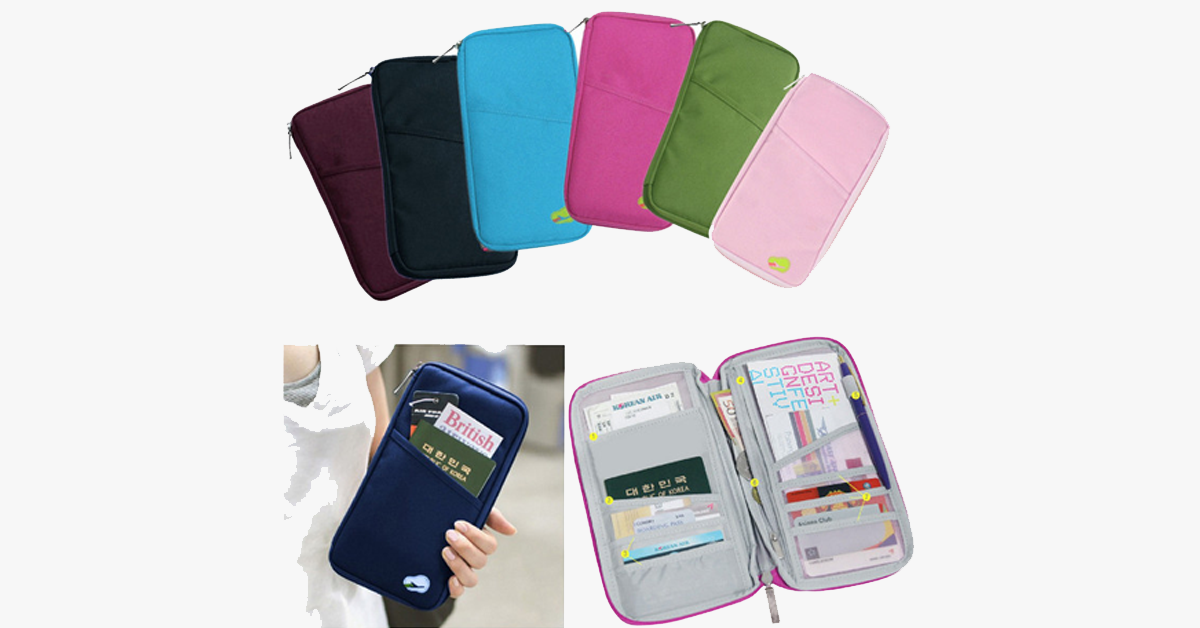 BowLift | Travel wallet with zipper - Classic design - Multicolor - Separate compartments for business cards