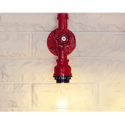BowLift | Metallic Pipe Wall Light Industrial 1 Bulb Farmhouse Wall Lamp with Raw Valve in White/Red, 1/5-Pack