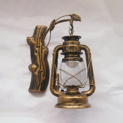 BowLift | Clear Glass Lantern Wall Lamp Coastal Style 1 Light Living Room Lighting Unit in Black/Bronze/Copper