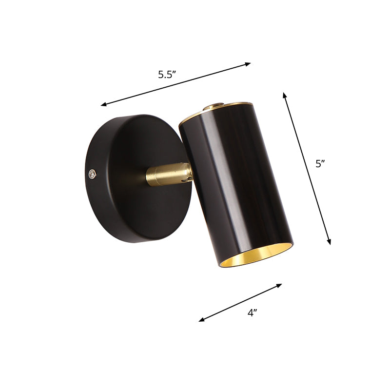 BowLift | Metallic Tube Wall Light Modern 1-Light Black/Gold Finish LED Wall Light for Nightstand