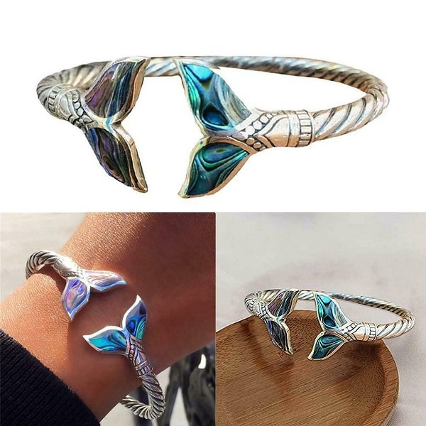 BowLift | Abalone Shell Mermaid Tail SS Bangle Bracelet