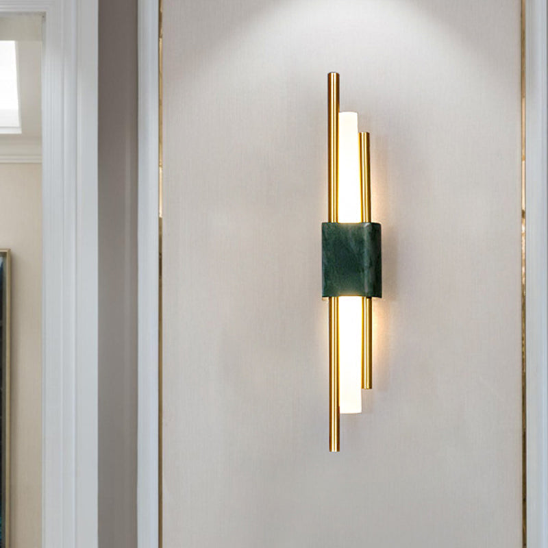 BowLift | Marble Rectangle Wall Lighting Idea Post Modern LED White/Green Wall Mounted Lamp with Sleek Tube Details in White/Warm Light