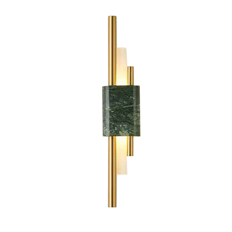 BowLift | Marble Rectangle Wall Lighting Idea Post Modern LED White/Green Wall Mounted Lamp with Sleek Tube Details in White/Warm Light