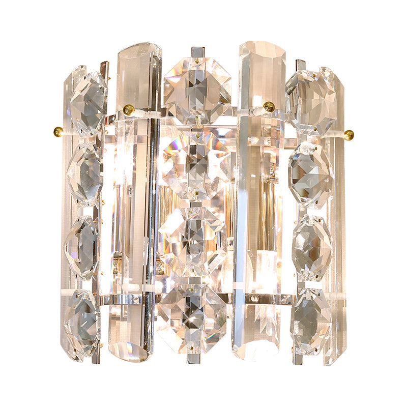 BowLift | 2-Light Wall Lamp Modern Living Room Wall Light with Half-Cylinder Clear Glass Shade