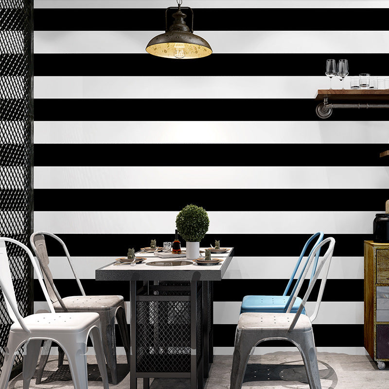 BowLift | Simple Wide Stripes Non-Adhesive Wallpaper for Coffee Room and Clothing Store, 33 Feet x 20.5 Inches