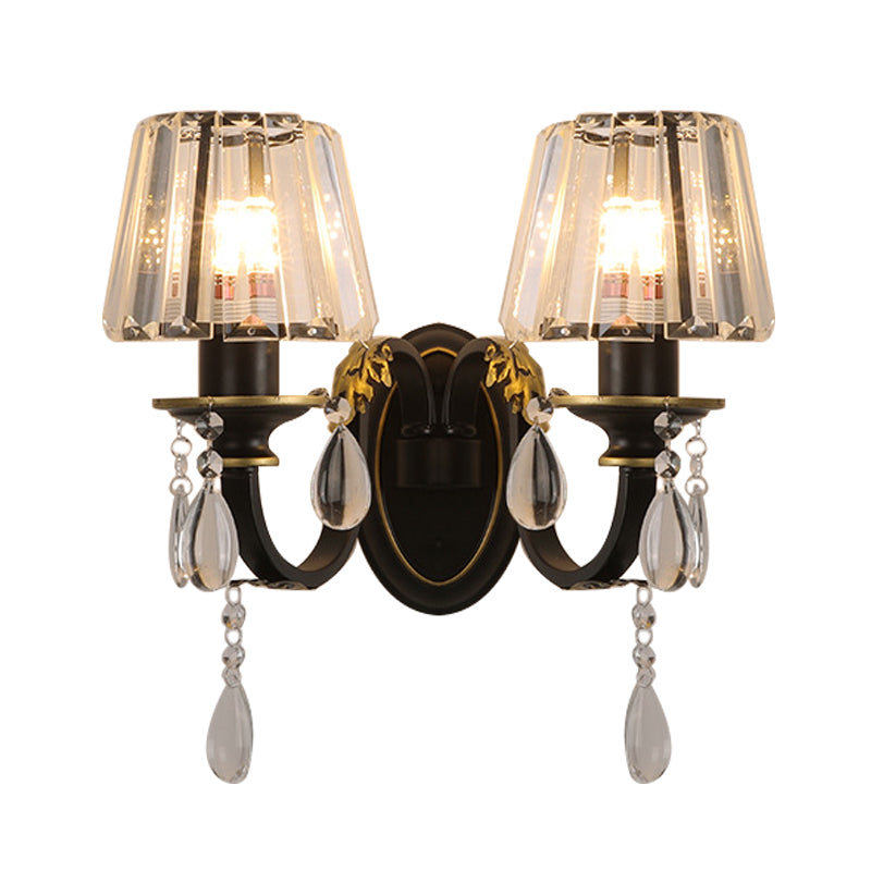 BowLift | Conical Crystal Wall Light Sconces Modern 2 Lights Living Room Wall Light in Black and Gold