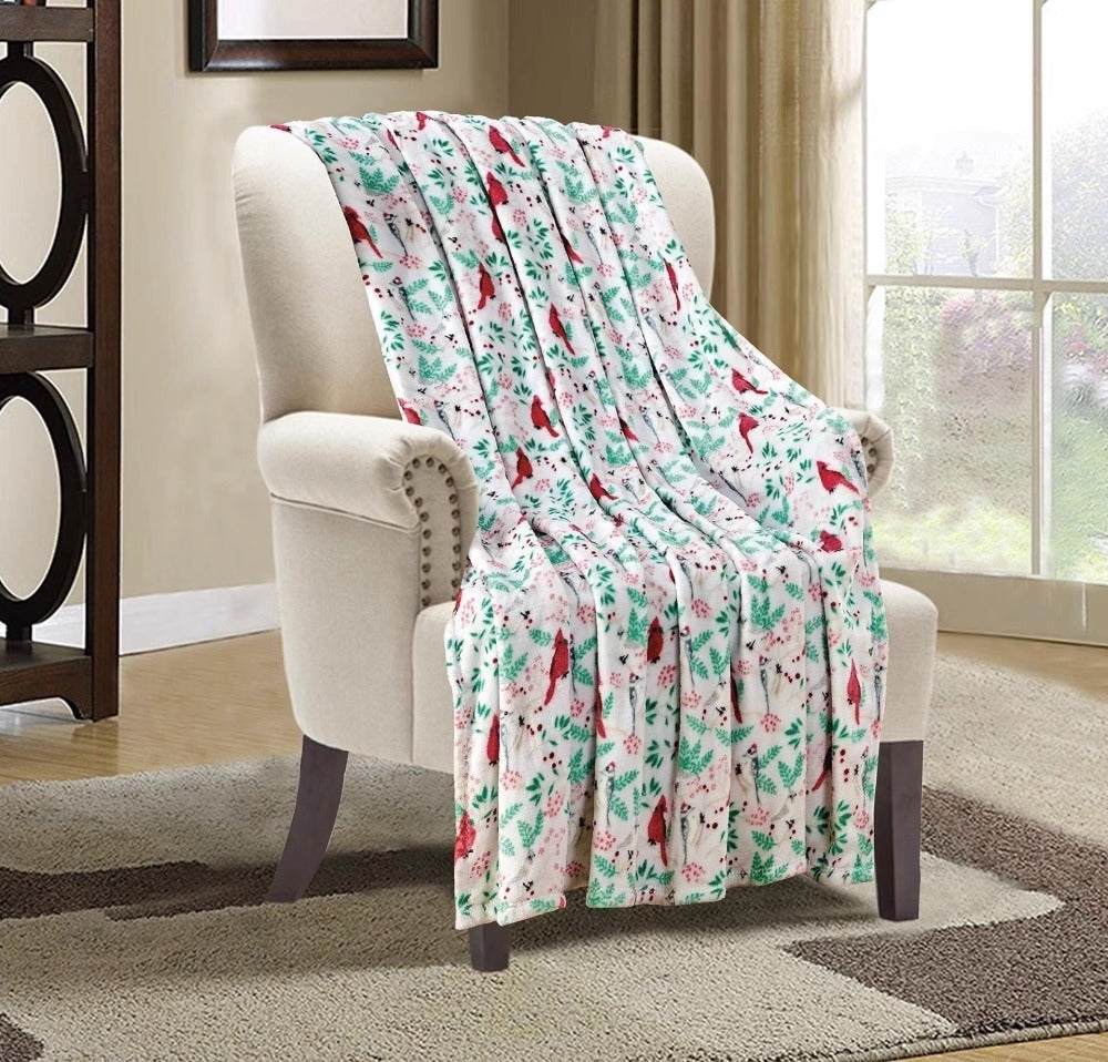 BowLift | Christmas Elk Snowman Santa Claus Print Blanket Winter Double-sided Flannel Blanket