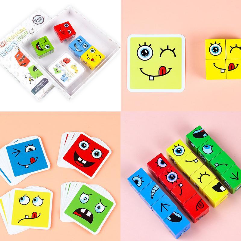BowLift | Children's Wooden Face Changing Magic Cube Building Block Toy Set