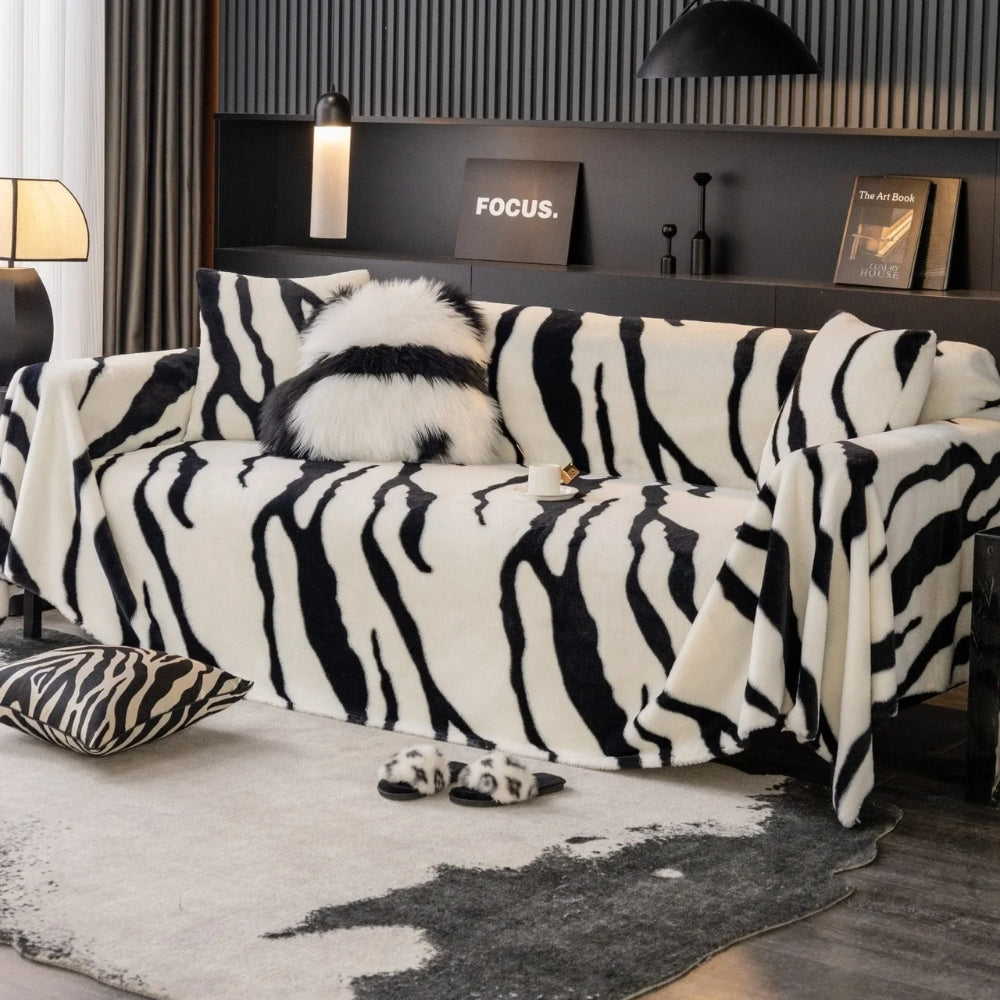 BowLift | Wild Stripes Zebra Fleece Sofa Cover