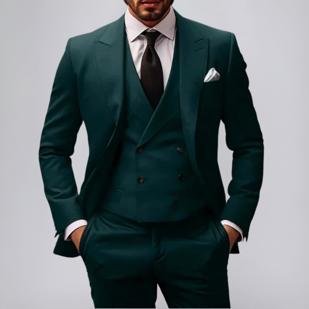 Tailored 3-Piece Suit with Structured Fit and Versatile Styling