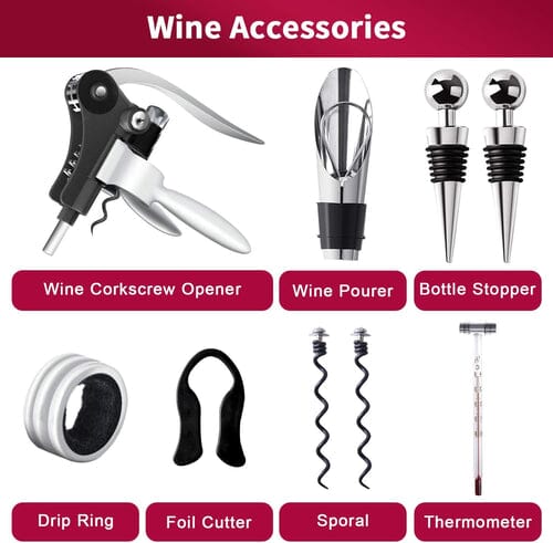 BowLift | 9-piece set: corkscrew set with corkscrew, foil cutter, thermometer, stopper and more