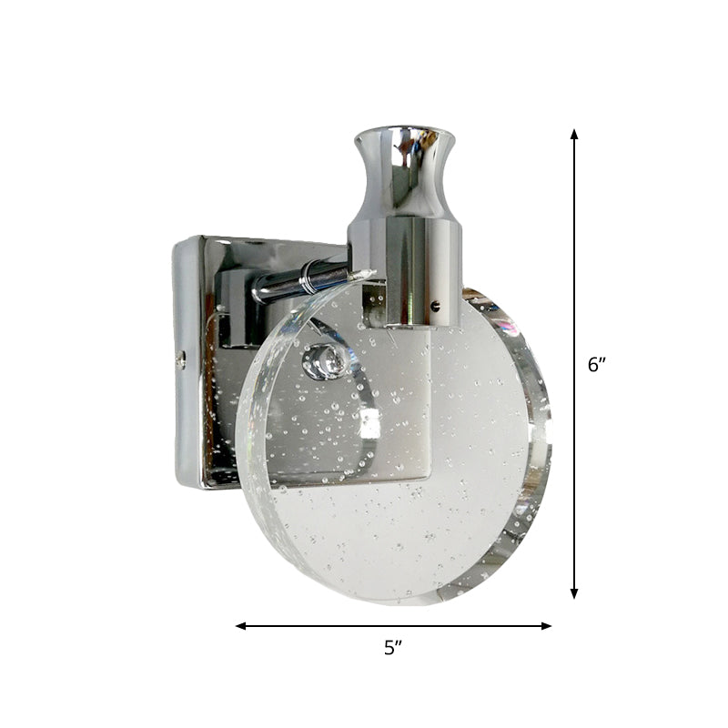 BowLift | Circle Wall Light Lighting Contemporary Crystal LED Surface Mounted Fixture for the Living Room in Silver