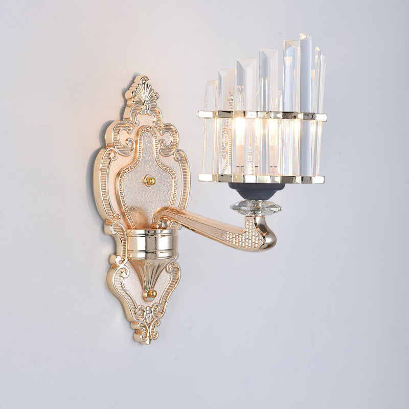 BowLift | Cone Shadow Wall Light Fixture Modernist 1/2-Light Crystal Rod Wall Lamps Idea for Living Room in Gold