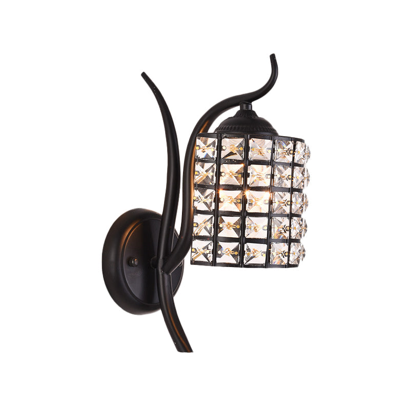 BowLift | Inserted Crystal Square/Rhombus Wall Light Minimalist 1-Light Shade Wall Lighting Fixture in Black