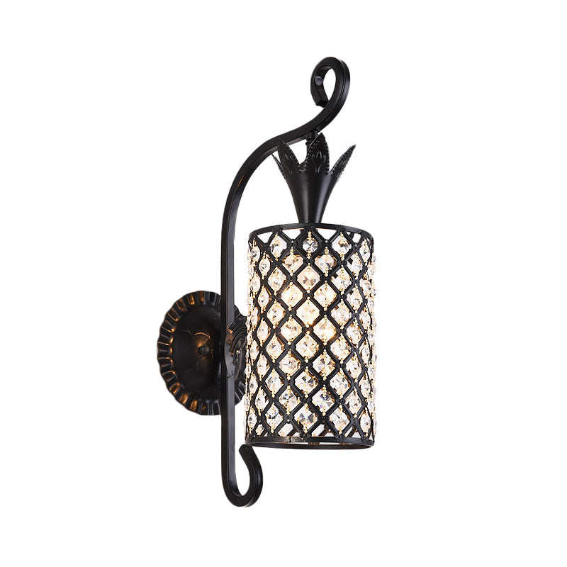 BowLift | Inserted Crystal Square/Rhombus Wall Light Minimalist 1-Light Shade Wall Lighting Fixture in Black