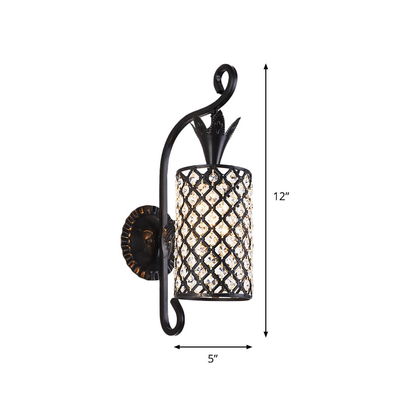 BowLift | Inserted Crystal Square/Rhombus Wall Light Minimalist 1-Light Shade Wall Lighting Fixture in Black