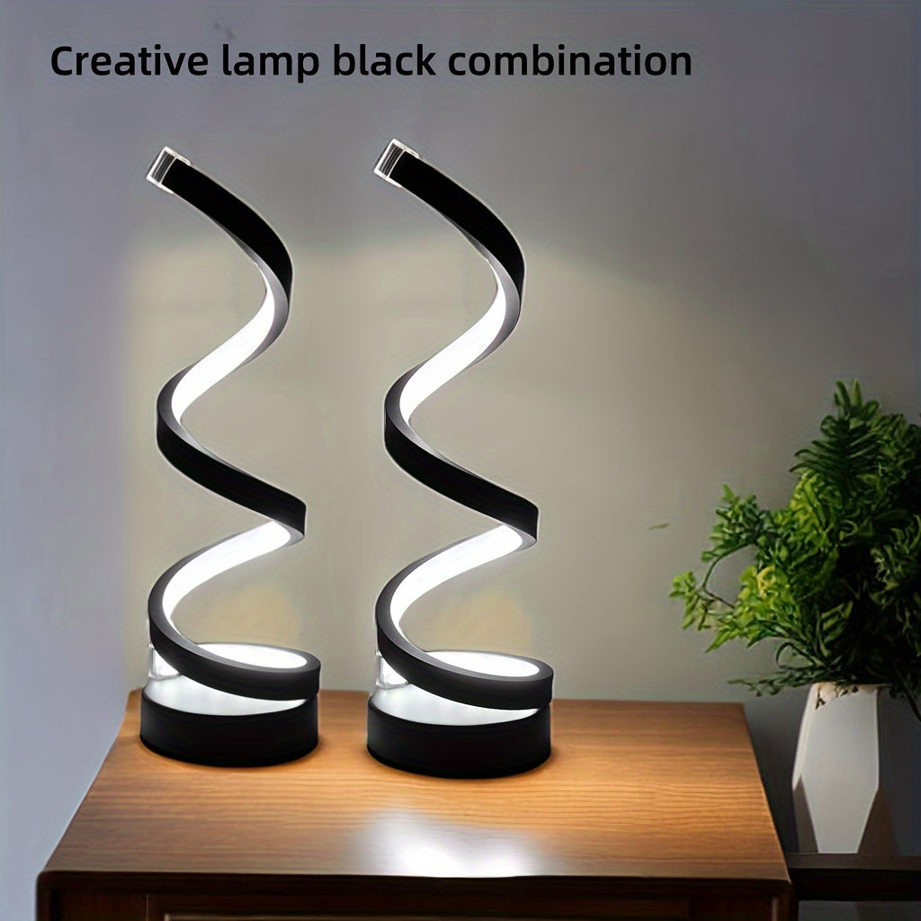 BowLift | Modern Spiral Table Lamp – Creative LED Desk Lamp with Gentle Warm Light, Perfect for Bedroom, Living Room, and Study Decor