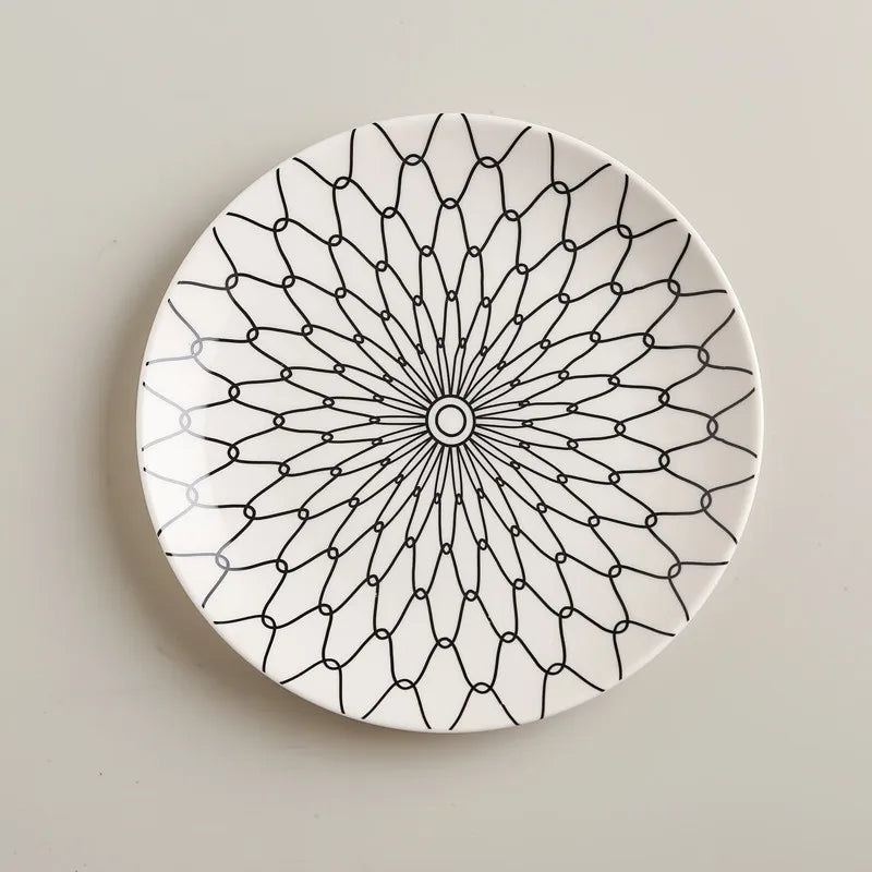 BowLift | Geometric Pattern Ceramic Dinner Plate Set