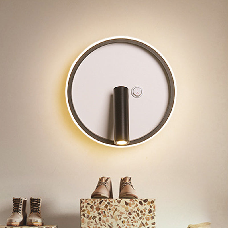 BowLift | Contemporary Circle/Square/Ellipse Wall Light Metal LED Nightstand Lighting in Black, White/Warm Light