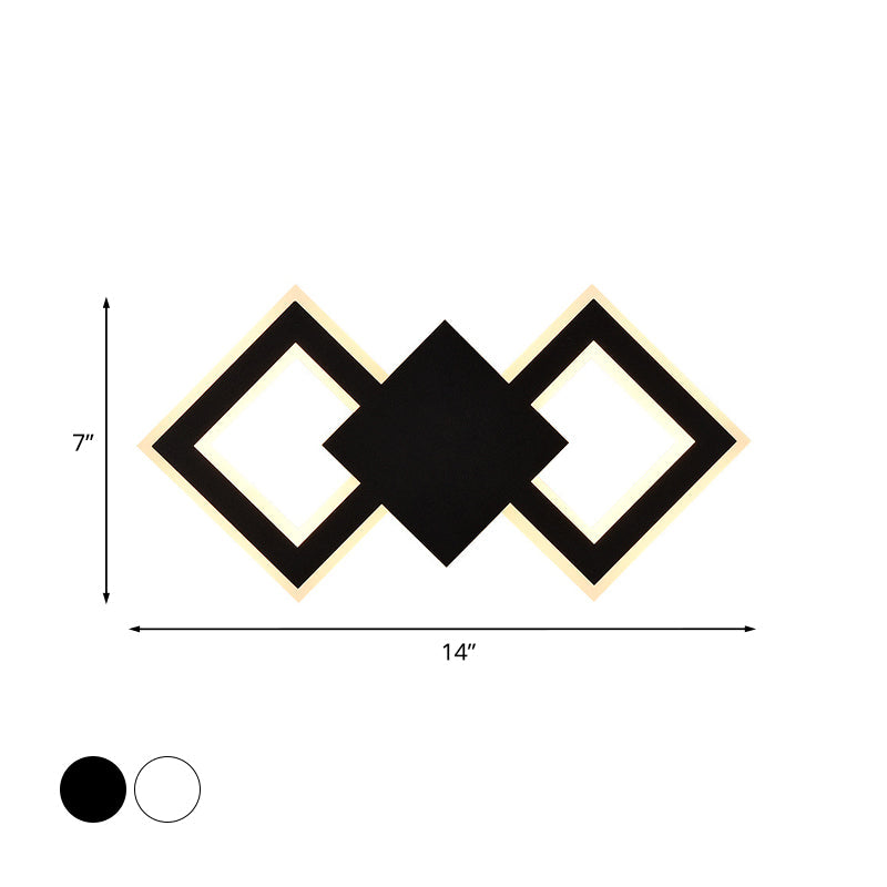 BowLift | Black/White Rhombus Wall Lighting Idea Nordic LED Metal Wall Lamp for Bedroom, White/Warm Light