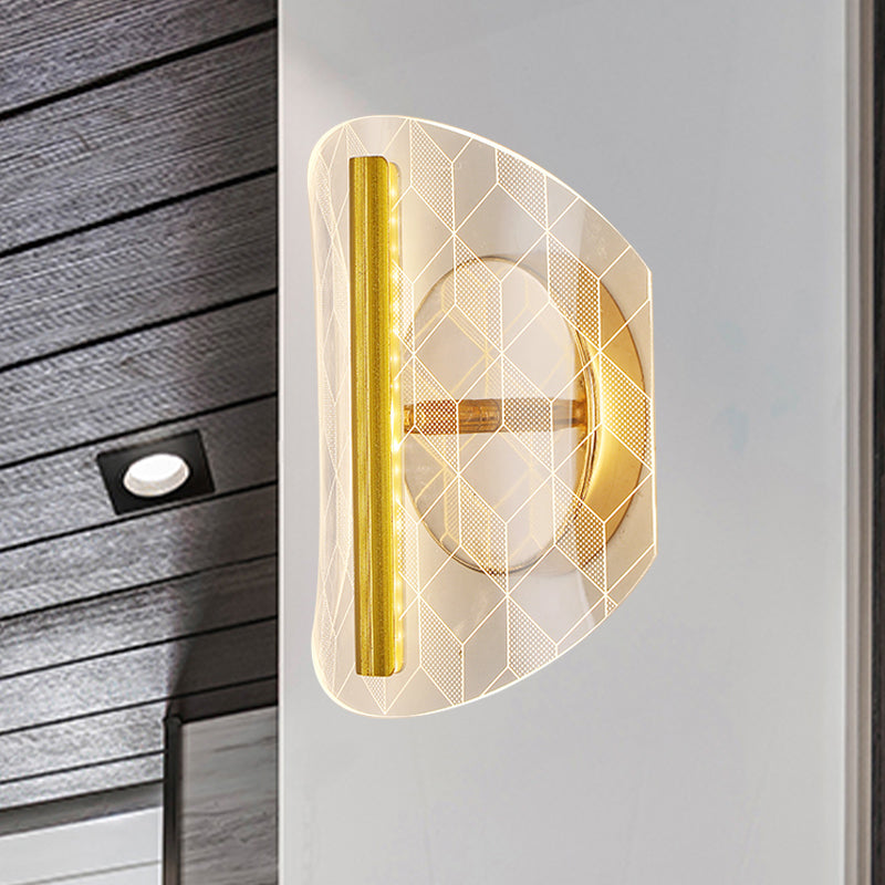 BowLift | Metallic geometric wall lamp minimalist LED golden wall lighting idea in white/warm light for the living room