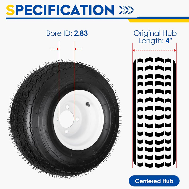 BowLift | 18x8.50-8" Mower Centered Hub Tires 2 Pack 2.83" Greased Bushing Tires for Riding Lawnmowers