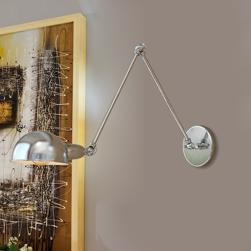 BowLift | Curved Metal Wall Light Industrial Style 1 Light Bedroom Wall Lamp with Swivel Arm in Chrome