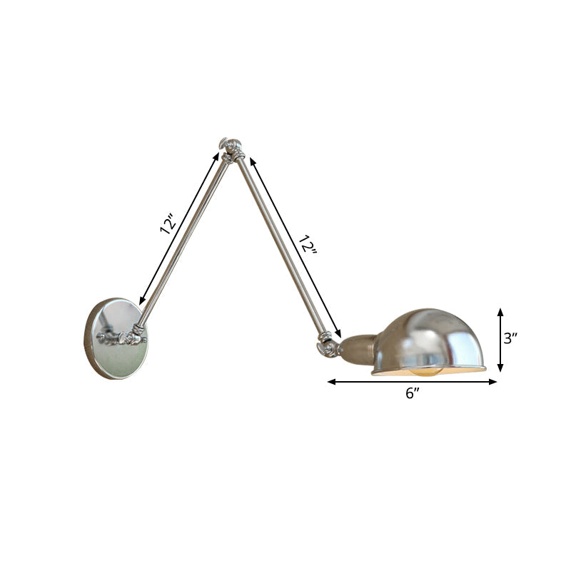BowLift | Curved Metal Wall Light Industrial Style 1 Light Bedroom Wall Lamp with Swivel Arm in Chrome