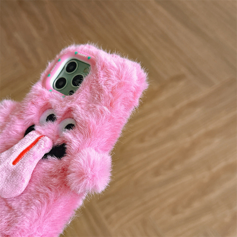 BowLift | Funny Tongue Sticking Out Plush Phone Case For iPhone