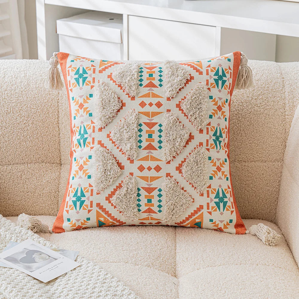BowLift | Boho Geometric Tufted Cushion Cover – Decorative Pillow for Home and Sofa