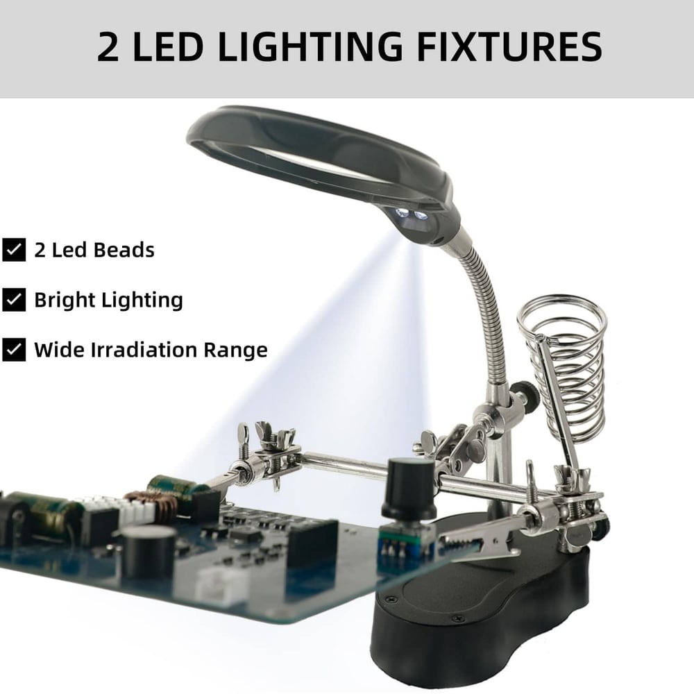 BowLift | LED magnifying soldering station adjustable – For circuit boards, repairs & jewelry
