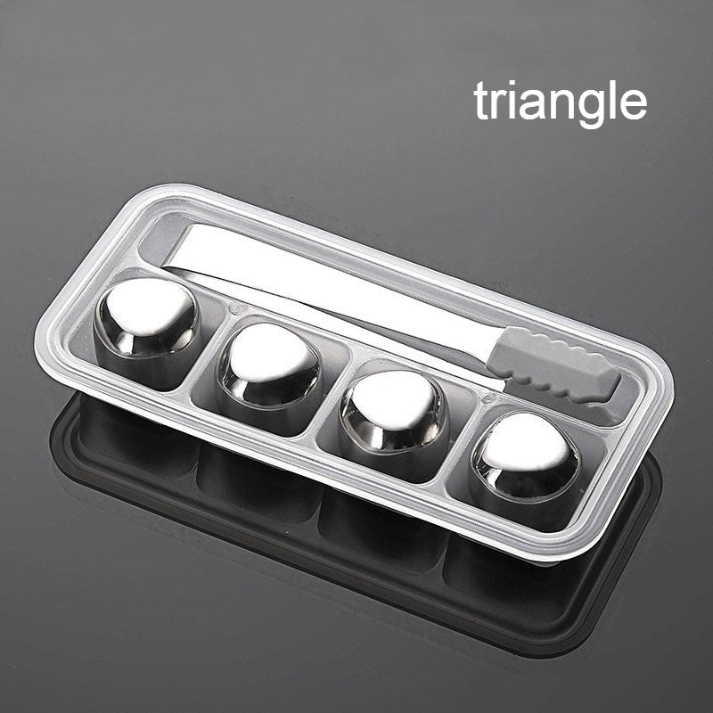 BowLift | Reusable Stainless Steel Ice Cubes, with Tip Tongs and Storage Tray (Set of 4)