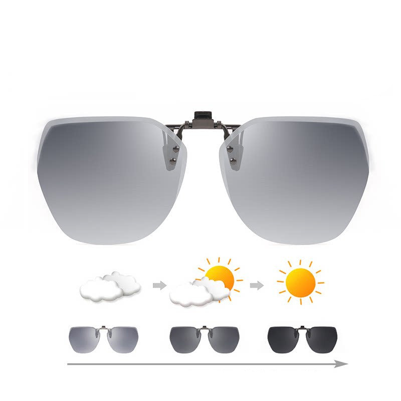 BowLift | Clip-on Rimless Polarized Sunglasses, with Anti-glare and Flip-Up Design, for Outdoor/Driving