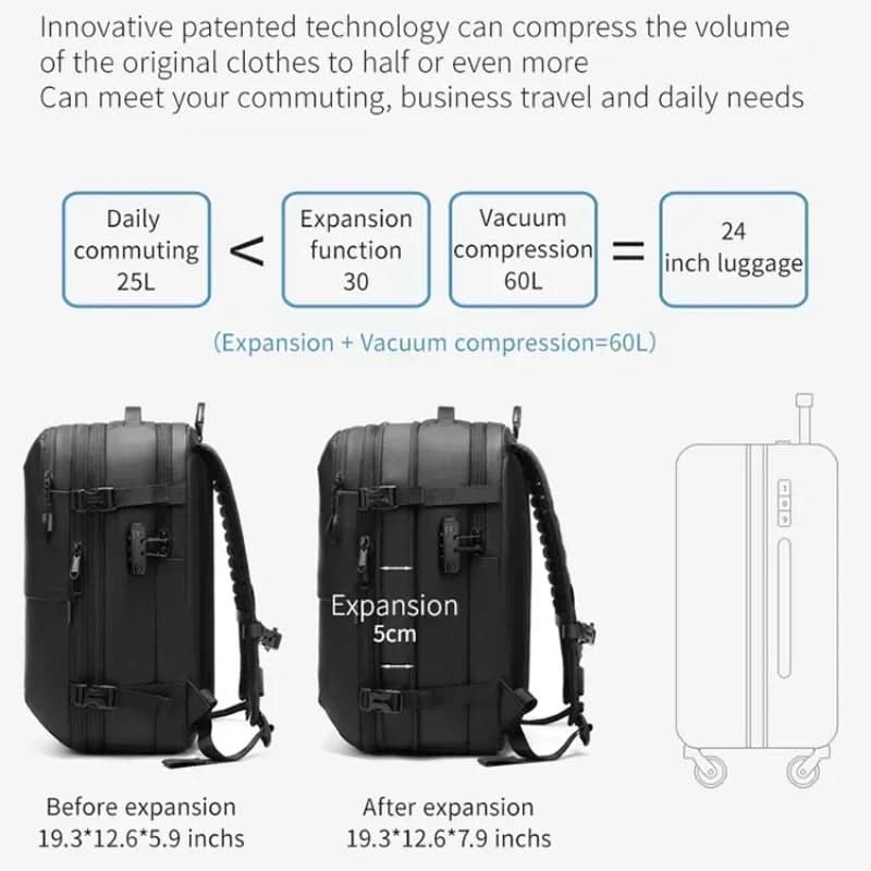 BowLift | Compressible travel backpack with laptop compartment