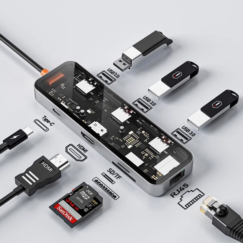 BowLift | Eight-In-One Multi-Interface Transparent Expansion Dock