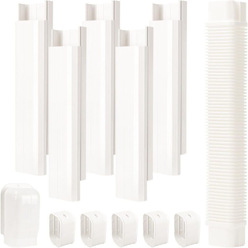 BowLift | Mini Split Line Accessories Set Cover PVC Decorative Pipe Line Cover For Air Conditioner for Outside Heat Pumps Tubing Cover