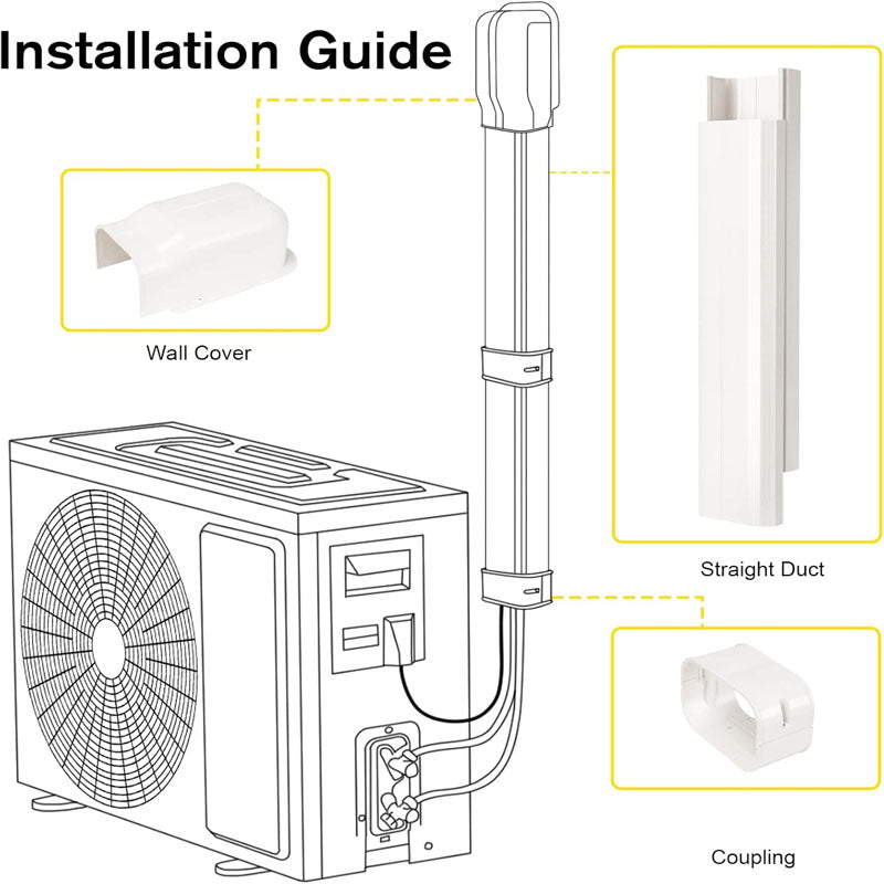 BowLift | Mini Split Line Accessories Set Cover PVC Decorative Pipe Line Cover For Air Conditioner for Outside Heat Pumps Tubing Cover