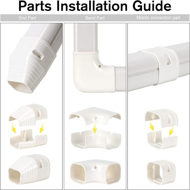 BowLift | Mini Split Line Accessories Set Cover 3-inch W 16.1 Ft L PVC Decorative Pipe Line Cover For Air Conditioner for Outside Heat Pumps Tubing Cover