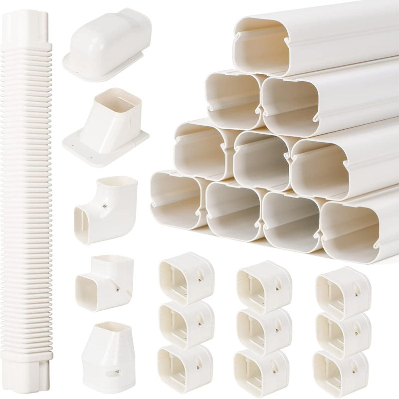 BowLift | Mini Split Line Accessories Set Cover 3-inch W 16.1 Ft L PVC Decorative Pipe Line Cover For Air Conditioner for Outside Heat Pumps Tubing Cover