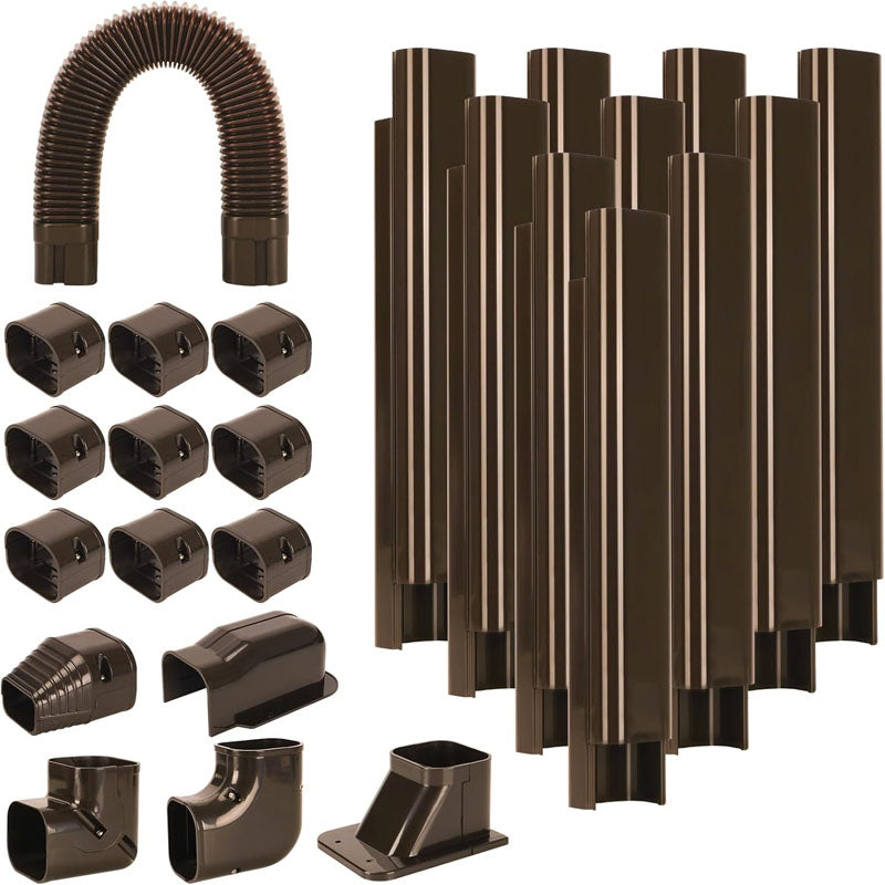 BowLift | Mini Split Line Accessories Set Cover 3-inch W 16.1 Ft L PVC Decorative Pipe Line Cover For Air Conditioner for Outside Heat Pumps Tubing Cover