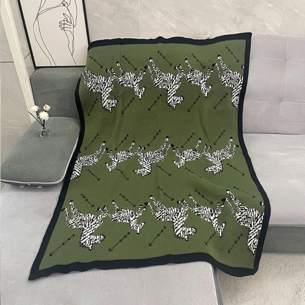BowLift | Acrylic Vintage Wild Zebra Knitted Blanket