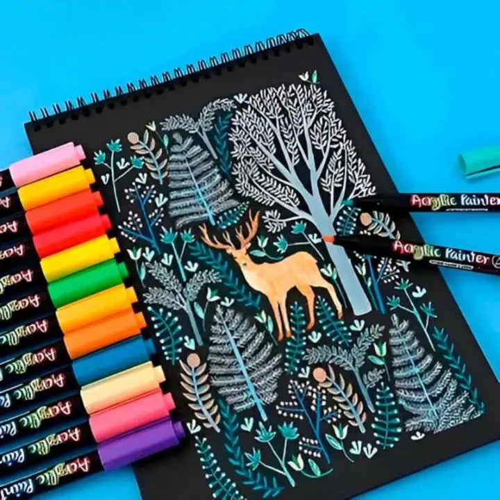 BowLift | Acrylic Marker Set (12 Colors) – Waterproof for Art & DIY
