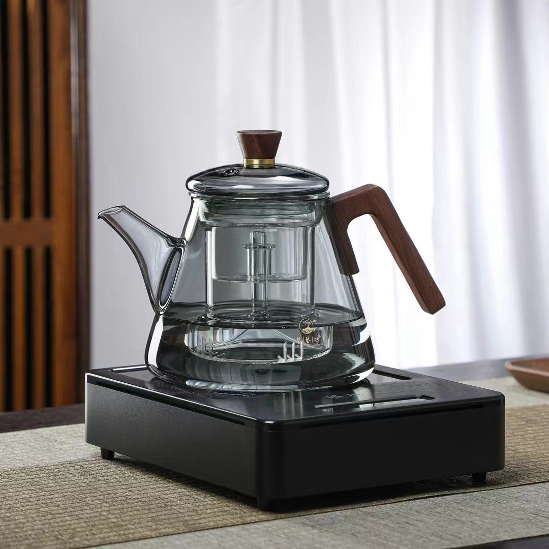 BowLift | Aetheris Glass Brew Teapot – Heat-Resistant Glass Teapot with Wooden Handle & Infuser (900ml)